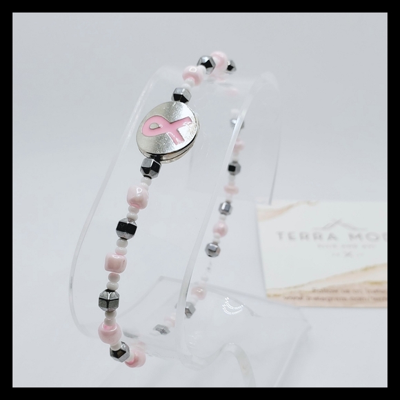 Breast Cancer Awareness Beaded Stretch Bracelet - Picture 1 of 5